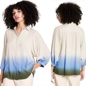 NEW Rachel Comey X Target Size Large Blue Dip Dye ombré Relaxed Fit Top Blouse